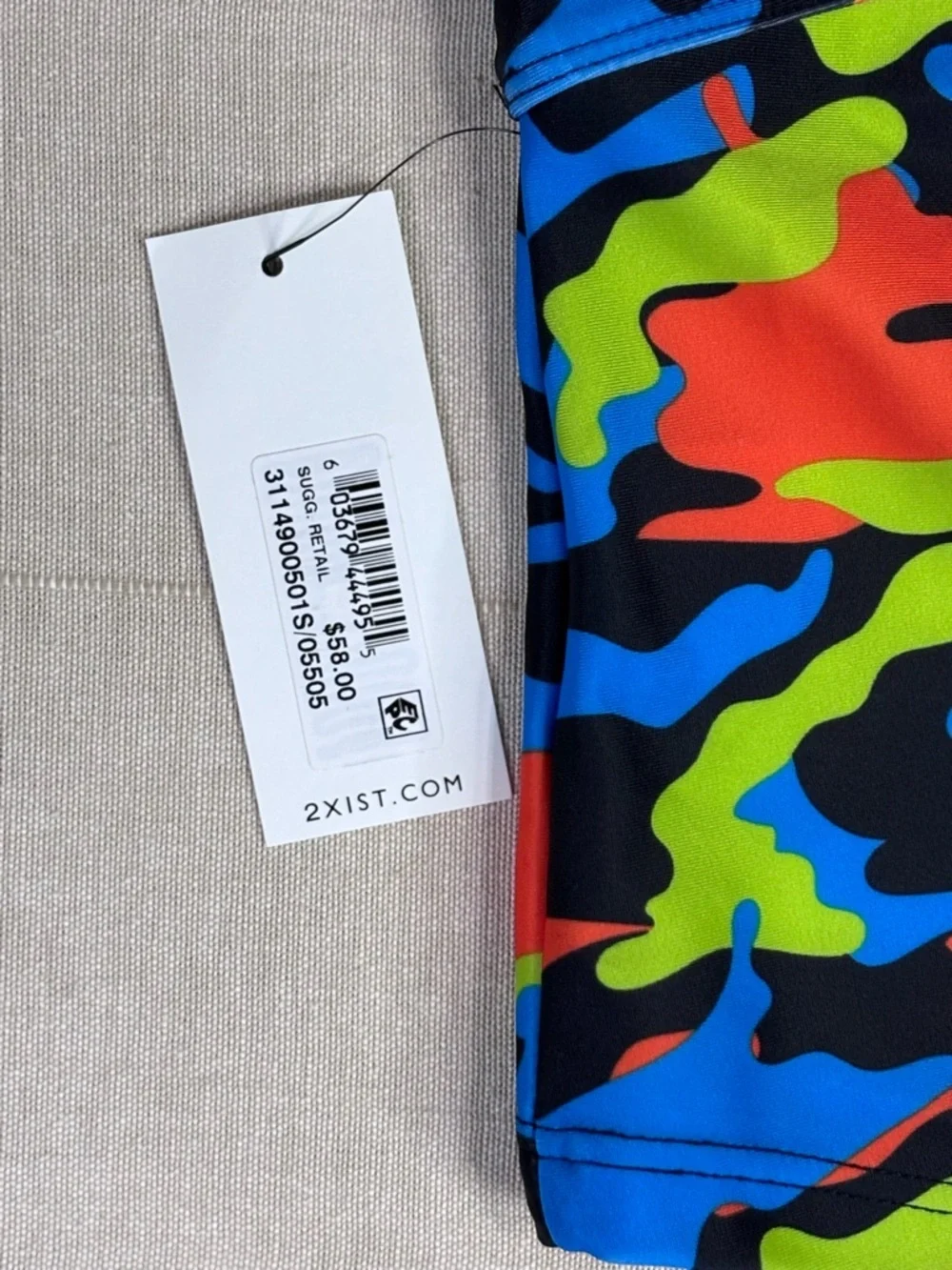 2(X)IST Neon Camo Swim Trunks Shorts NWT Bold Stretch Beach Statement